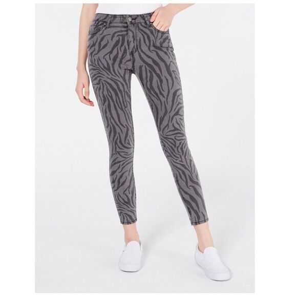 Tinseltown Zebra print mid rise Skinny gray jeans size 7 - Picture 1 of 6